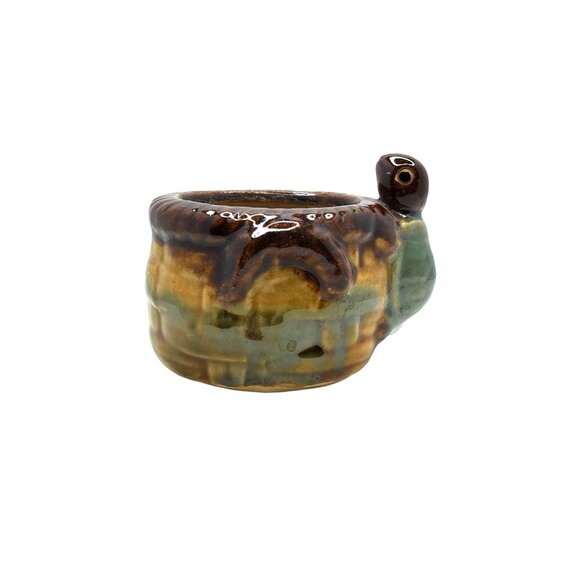 Vintage Hand Crafted Pottery Signed Majolica Glazed Turtle Planter - Picture 2 of 8